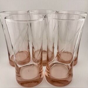 5 Pink Depression Glass 16oz vintage glasses.